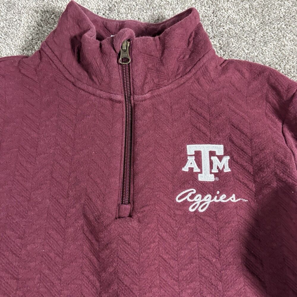 TEXAS A&M Aggies Womens Small 1/4 Zip Long Sleeve Pullover Textured Champion